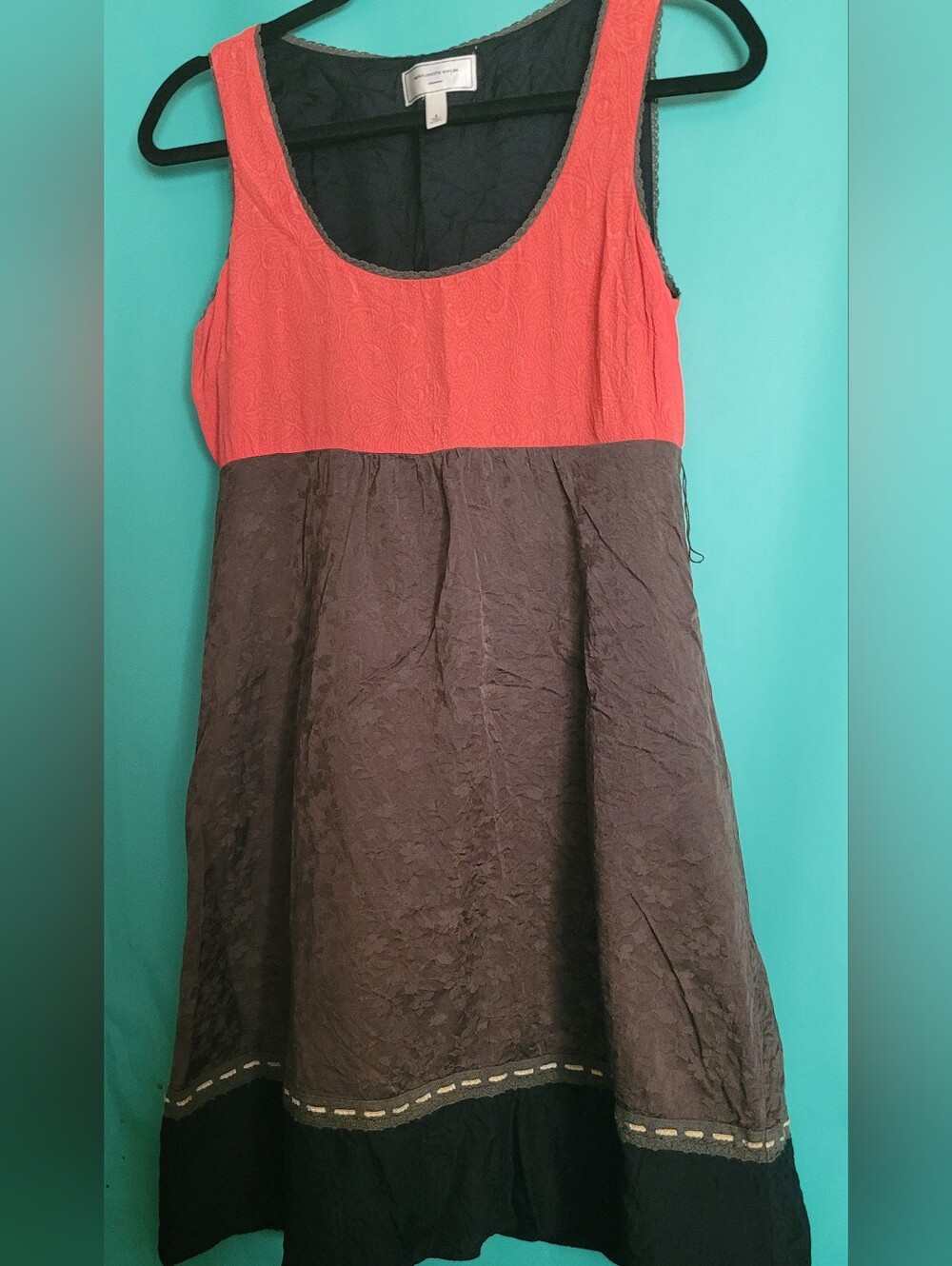 Moulinette Soeurs Coral and Brown Panel A-Line Skirt